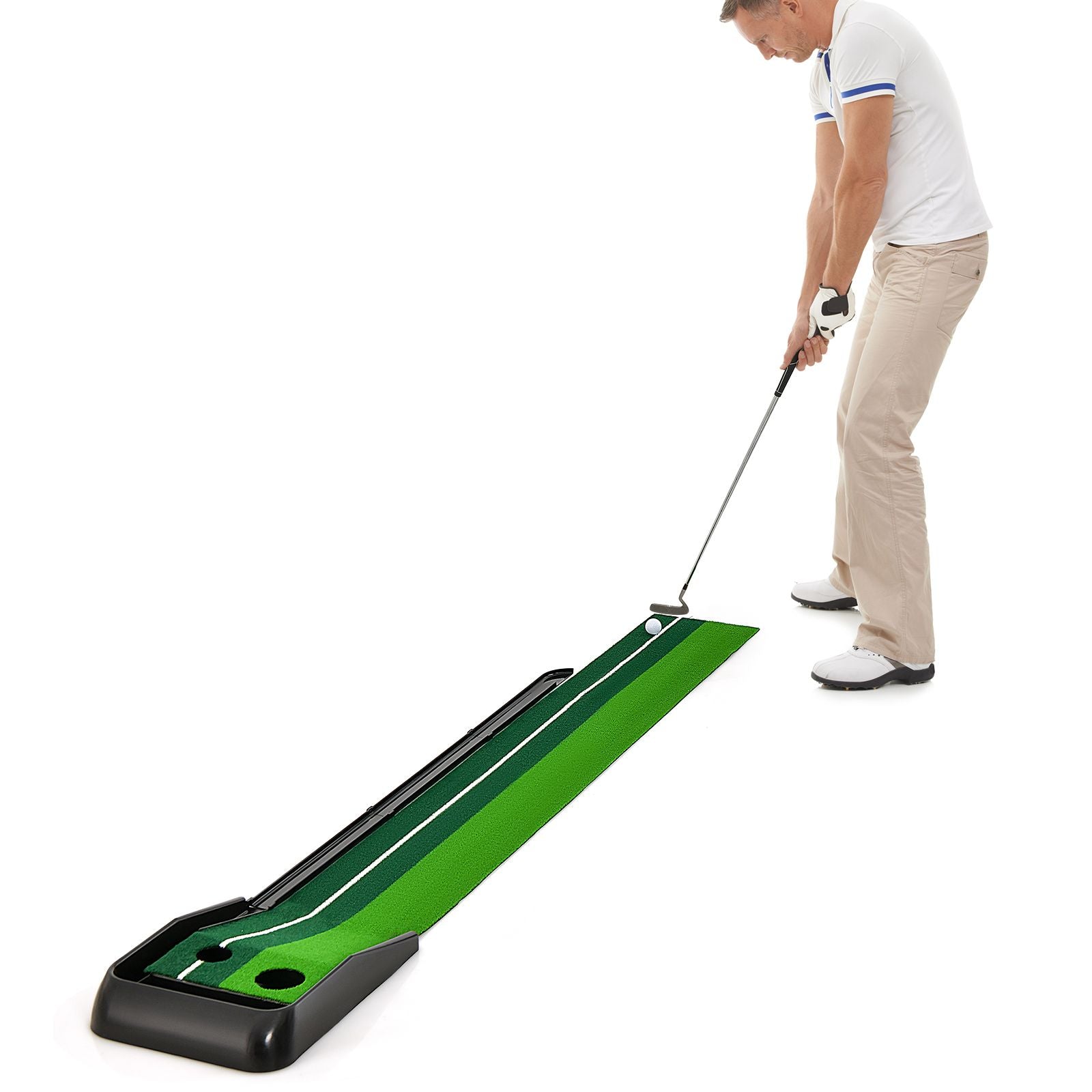 Putting Golf Practice Turf with Auto Ball Return Track 250 CM 