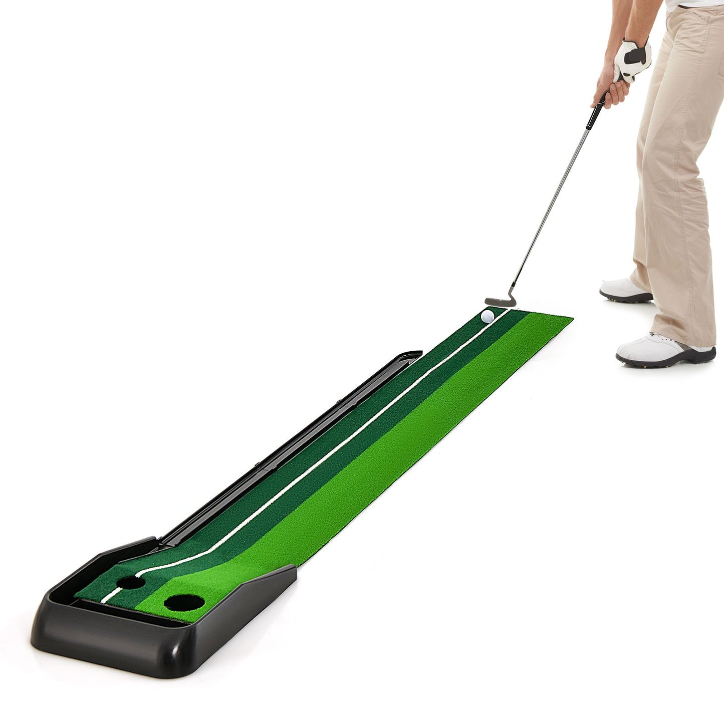 Putting Golf Practice Turf with Auto Ball Return Track 250 CM 